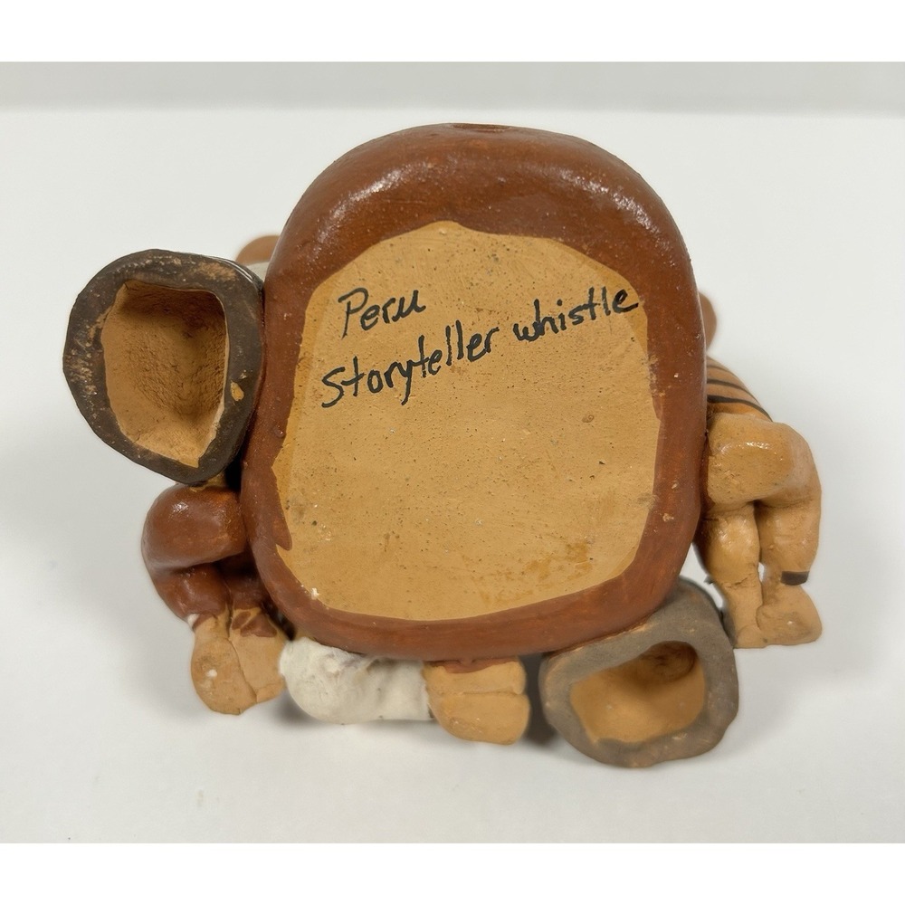 Peru Storyteller Whistle Mother Gathering with 5 Children Clay Art Sculpture - Picture 5 of 7